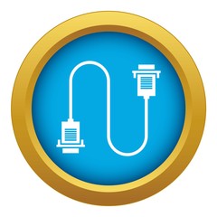Poster - Cable wire computer icon blue vector isolated on white background for any design