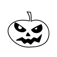 Halloween icons: thin monochrome icon set, black and white kit. Creepy and funny jack face, bat, lettering.