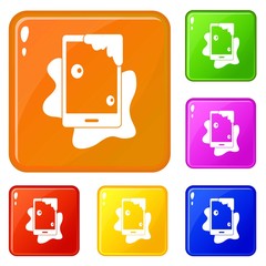 Poster - Wet phone icons set collection vector 6 color isolated on white background