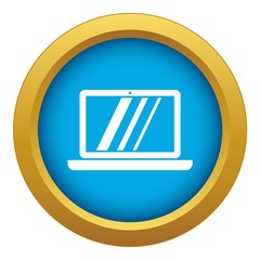 Poster - Laptop icon blue vector isolated on white background for any design