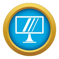 Poster - Computer monitor icon blue vector isolated on white background for any design