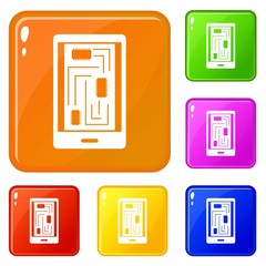 Poster - Phone innards icons set collection vector 6 color isolated on white background