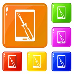 Poster - Renovation phone icons set collection vector 6 color isolated on white background