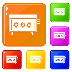 Poster - CD changer icons set collection vector 6 color isolated on white background