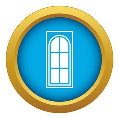 Poster - Wooden door with glass icon blue vector isolated on white background for any design