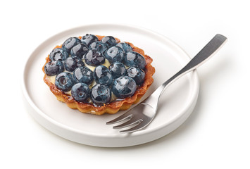 Canvas Print - blueberry tart on white background