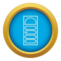 Poster - Wooden door with an arched glass icon blue vector isolated on white background for any design