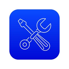 Poster - Screwdriver and wrench icon blue vector isolated on white background