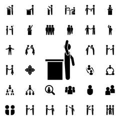 Aufkleber - raise one's hand from the rostrum icon. universal set of conversation for website design and develop