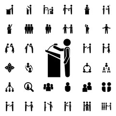 Aufkleber - a speech from the rostrum icon. universal set of conversation for website design and development, ap