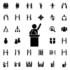 Aufkleber - a speech from the rostrum icon. universal set of conversation for website design and development, ap