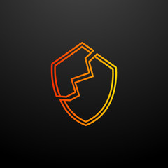 Aufkleber - Broken shield line nolan icon. Elements of virus antivirus set. Simple icon for websites, web design, mobile app, info graphics