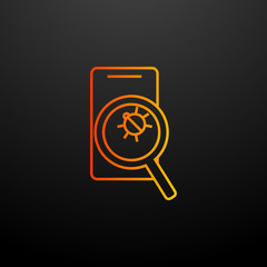Aufkleber - Look for bugs in a smart phone nolan icon. Elements of virus antivirus set. Simple icon for websites, web design, mobile app, info graphics