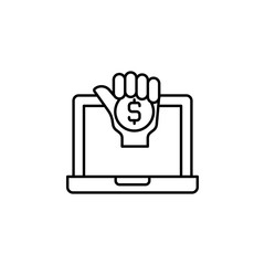 Poster - Bribe, notebook, hand icon. Element of corruption icon. Thin line icon for website design and development, app development. Premium icon