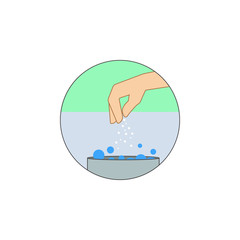 Poster - Biotechnology, Nano test, hand in badge icon. Element of biotechnology icon