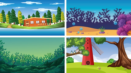 Sticker - Set of scenes in nature setting