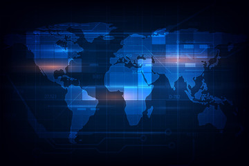 Poster - abstract world map digital texture pattern technology innovation concept background