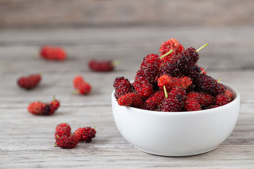 Wall Mural - Fresh Mulberrys healthy fruit source of vitamin.