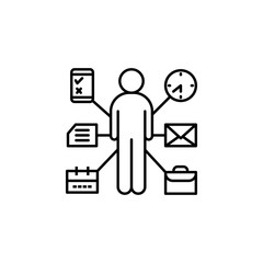 Poster - Time management, letter, Smartphone icon. Element of concentration line icon