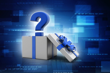 Poster - 3d rendering questionmark in gift box 