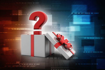 Poster - 3d rendering questionmark in gift box 