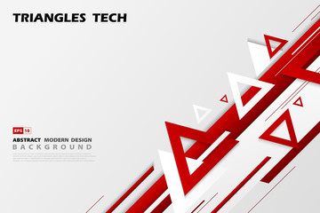 Poster - Abstract gradient red triangles tech overlap design of futuristic pattern style. illustration vector eps10