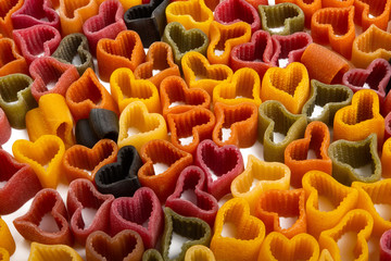 italian pasta hearts isolated