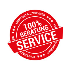 Poster - rotes Siegel für 100% Beratung und Service