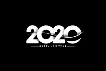 Happy New Year 2020 Text Design  Patter, Vector illustration.