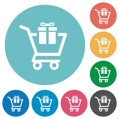 Poster - Gift shopping flat round icons