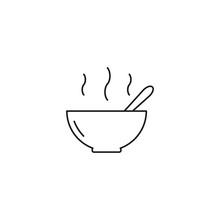 Plate With Soup, Bowl, Meal Icon Outline Style
