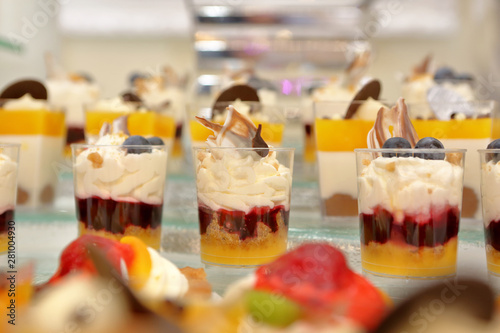 Catering Sweets Closeup Of Various Kinds Of Desserts On Event Or