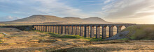 View To Ingleborough And The 24 Arches Of Ribblehead Viaduct On The Settle To Carlisle Railway Line, Yorkshire Dales, North Yorkshire