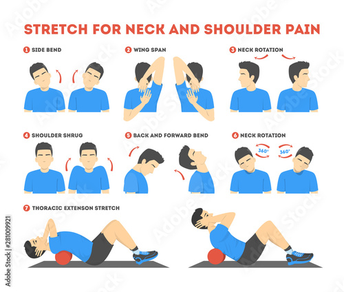 Cuadros en Lienzo Neck and shoulder exercise. Stretch to relieve neck pain