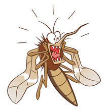 Scared Cartoon Mosquito