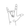 hand gesture I love you. One line drawing