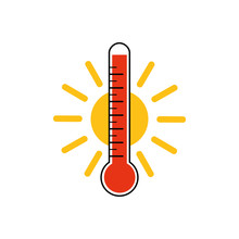 Heat Thermometer Icon And Sun Symbol Vector Illustration EPS10