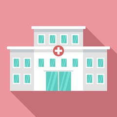 Poster - Hospital building icon. Flat illustration of hospital building vector icon for web design