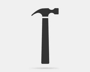 Wall Mural - Hammer icon vector black and white silhouette. Tool symbol isolated on background.