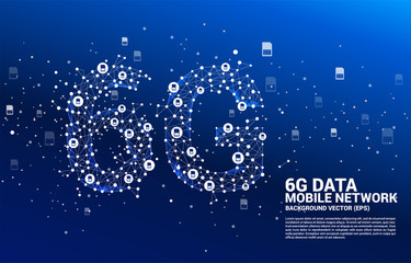 Poster - Vector Polygon dot connect line with sim card shaped 6G mobile network. Concept for mobile phone data technology.