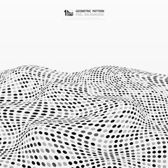 Poster - Abstract random gray and black dots stripe wave pattern background. illustration vector eps10