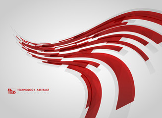 Poster - abstract curved red technology stripe lines square geometric background. illustration vector eps10