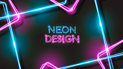 Poster - Abstract Glowing Neon Black Background Design