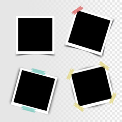 photo frames vintage collection. photo frames in vintage style. photo frame with shadow on transpare