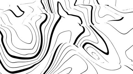 Poster - Topographic map wave. Horizontal lines stripes pattern or background with wavy distortion effect. Art design contour background. Grid map. Vector illustration.