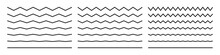 Wave Lines, Vector Wavy Zigzags And Squiggly Pattern Lines. Vector Curvy Black Squiggles And Curvy Underlines Isolated Set
