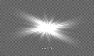 Star shine, sun light glow sparks, vector bright sparkles with lens flare effect. Isolated sun flash and starlight with shiny rays on transparent background