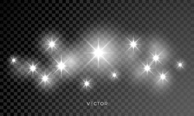 Wall Mural - star shine glow sparks, lens flare sparkle effect. vector christmas shiny glitter star rays, white l