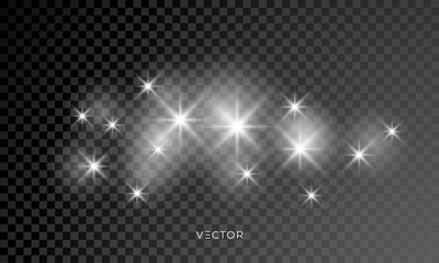 Wall Mural - glowing star lights effect, explosion and stars lens flare. special sunlight rays effect isolated on