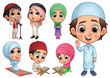 Muslim Children Collection, Vector EPS 10